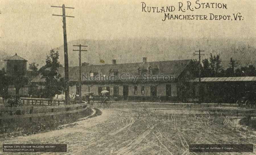 Postcard: Rutland Railroad Station, Manchester Depot, Vermont